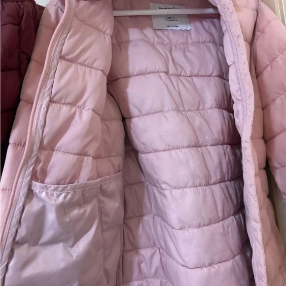 2 Old Navy Kids Puffer Jackets - Burgundy and Pink Water resistant  Size S 6-7 - Picture 10 of 14